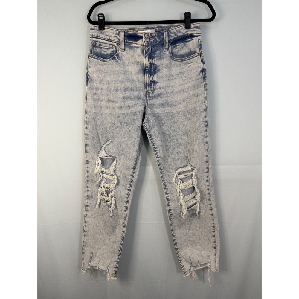 Eunina High Rise Distressed Acid Wash Jeans Womens Light Blue Ripped E84019PLA